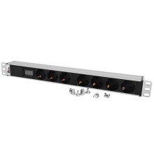 REM Блок розеток Rem-32 с амп, 7 Schuko, 32А, алюм., 19