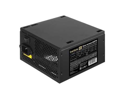 [Блок питания] Exegate EX260643RUS Блок питания 600W Exegate 600PPE, ATX, black, APFC, 12cm, 24p+(4+4)p, PCI-E, 5*SATA, 3*IDE,  FDD