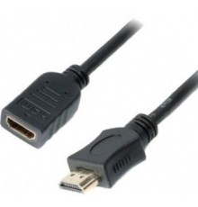 Кабель-удлинитель HDMI Cablexpert CC-HDMI4X-0.5M, 19M/19F, v2.0, позол.разъемы, экран, 0.5м, черный, пакет