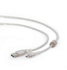 Cablexpert Кабель USB 2.0 Pro, AM/microBM, 1,8м, экран, феррит.кольцо, прозрачны (CCP-mUSB2-AMBM-6-TR)