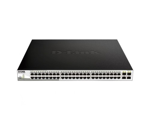 [Сетевое оборудование] D-Link DGS-1210-52MPP/ME/B1A PROJ Управляемый коммутатор 2 уровня с 48 портами 10/100/1000Base-T и 4 портами 1000Base-X SFP (48 портов с поддержкой PoE 802.3af/802.3at (30 Вт), PoE-бюджет 740 Вт)