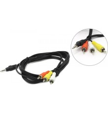 Кабель аудио/видео Cablexpert, джек3.5 4pin папа->3х RCA папа, 2м, черный (CCA-4P2R-2M)
