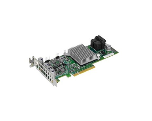 [Опция к серверу] Supermicro AOC-S3008L-L8I Контроллер 8 internal ports, low-profile, 12Gb/s per port- Gen-3, 63HDD - RAID 0,1,10