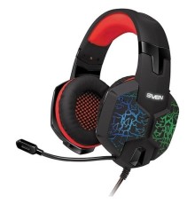 SVEN AP-U988MV черно-красный {с полноразмерными наушниками закрытого типа, встроенный регулятор громкости, подключение: 2 x mini jack 3.5 mm, частота воспроизведения 20-20000 Гц}