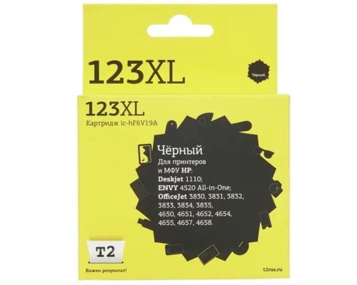 [Расходные материалы] T2  F6V19AE Картридж (IC-HF6V19A)  №123XL для HP Deskjet 1110/2130/2131/2132/2133/2134/2620/2630/2632, черный