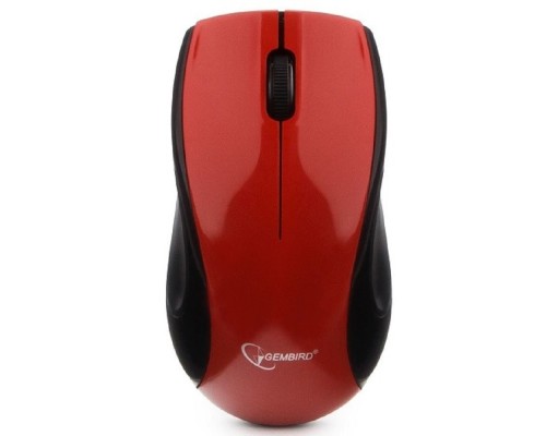 [Мышь] Gembird MUSW-320-R красный {Мышь беспроводная, 2.4ГГц, 2 кнопки+колесо-кнопка, 1000 DPI, батарейки в комплекте, блистер}
