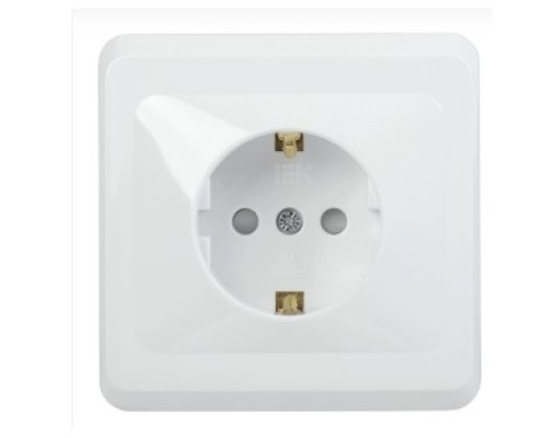 [IEK аксессуары] Iek ERV14-K01-16-DM РСш10-3-ВБ Розетка 1местн. c з/к c защ.штор. 16А ВЕГА (белый) IEK