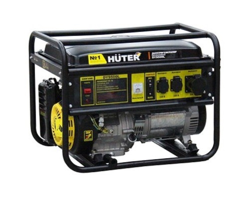 [Huter Генераторы] Huter DY9500L 64/1/39 Электрогенератор { четырехтактный, 7500Вт, 220В/50Гц, 91Дб, принудительное охлаждение, бак 25 л, расход бензина 374 г/кВтч, расход масла 6,8 г/кВтч, ручной стартер }
