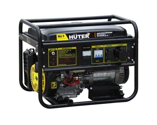 [Huter Генераторы] Huter DY9500LX-3 64/1/41 Электрогенератор { четырехтактный, трехфазный 7500Вт, 380В/50Гц, 91Дб, принудительное охлаждение, бак 25 л, расход бензина 374 г/кВтч, расход масла 6,8 г/кВтч, вес 79.5 кг }