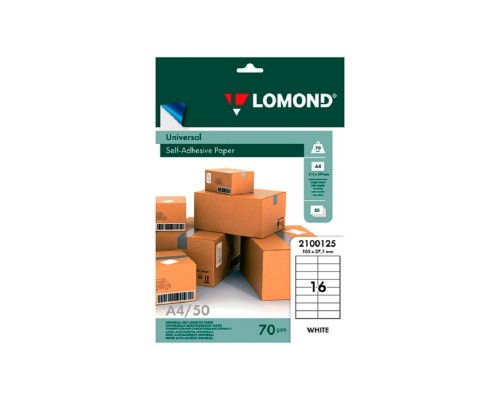 [Бумага] LOMOND 2100005 Наклейки A4/1 (210.0х297.0), 50 листов