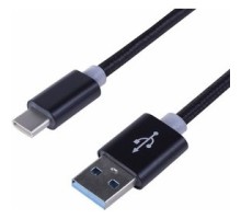 Rexant (18-1884) Кабель USB-A – Type-C, 2,4A, 1м, в серебрянной нейлоновой оплетке 