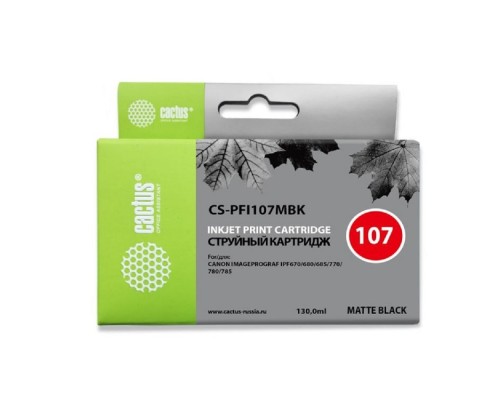 [расходные материалы] CACTUS PFI-107MBk Картридж струйный для Canon IP iPF670/iPF680/iPF685/iPF770/iPF780/iPF785/, черный матовый