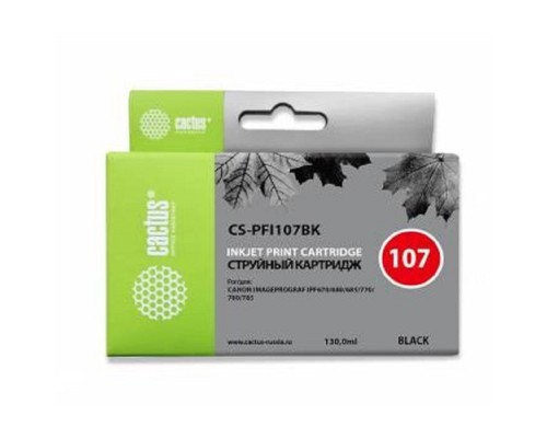 [расходные материалы] CACTUS PFI-107BK Картридж струйный для Canon IP iPF670/iPF680/iPF685/iPF770/iPF780/iPF785 черный (130мл)