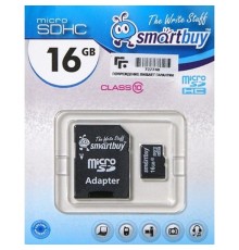 Micro SecureDigital 16Gb Smartbuy SB16GBSDCL10-01 {Micro SDHC Class 10, SD adapter}