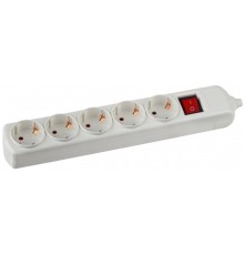 ЭРА C0045326 Колодка K-5es с заземлением с выключателем 5 гнезд белая {корпус полипропилен}