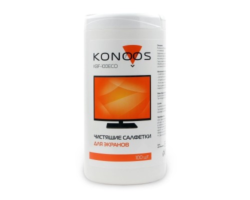 [Чистящие средства] Konoos KBF-100ECO Салфетки для ЖК-экранов в банке, 100 шт.