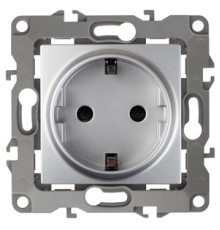 Эра Б0014689 12-2102-03 Розетка 2P+E Schuko со шторками, 16АХ-250В, Эра12, алюминий