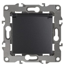 Эра Б0014697 12-2103-05 Розетка 2P+E Schuko со шторками с крышкой, 16АХ-250В, Эра12, антрацит
