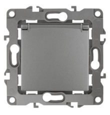 Эра Б0019327 12-2103-12 Розетка 2P+E Schuko со шторками с крышкой, 16АХ-250В, Эра12, графит