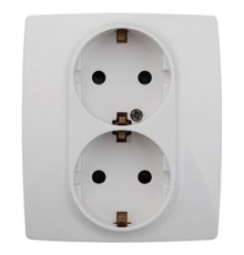 Эра Б0014699 12-2104-01 Розетка 2X2P+E Schuko со шторками, 16АХ-250В, Эра12, белый