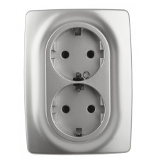 Эра Б0031230 12-2106-03 Розетка 2X2P+E Schuko, 16АХ-250В, Эра12, алюминий