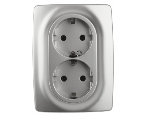 [ЭРА Розетки, выключатели] Эра Б0031230 12-2106-03 Розетка 2X2P+E Schuko, 16АХ-250В, Эра12, алюминий
