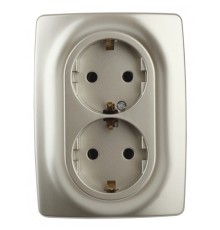 Эра Б0031231 12-2106-04 Розетка 2X2P+E Schuko, 16АХ-250В, Эра12, шампань