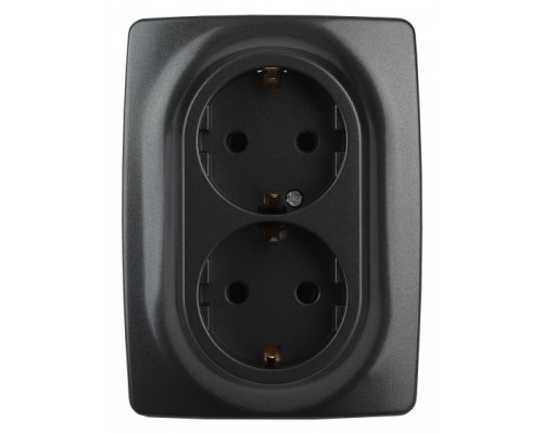 [ЭРА Розетки, выключатели] Эра Б0031232 12-2106-05 Розетка 2X2P+E Schuko, 16АХ-250В, Эра12, антрацит