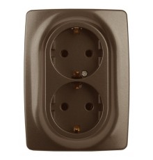 Эра Б0031235 12-2106-13 Розетка 2X2P+E Schuko, 16АХ-250В, Эра12, бронза