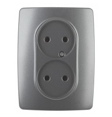 Эра Б0031244 12-2107-12 Розетка 2X2P, 16АХ-250В, Эра12, графит