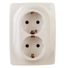 Эра Б0029239 12-2116-02 Розетка 2X2P+E Schuko, 16АХ-250В, винт, Эра12, слоновая кость