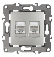 Эра Б0014731 12-3108-03 Розетка информационная двойная 2XRJ45, Эра12, алюминий