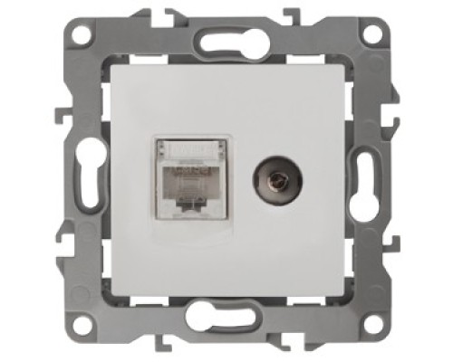 [ЭРА Розетки, выключатели] Эра Б0027441 12-3110-01 Розетка информационная RJ45+TV, Эра12, белый
