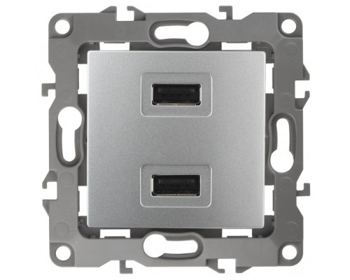 [ЭРА Розетки, выключатели] Эра Б0027493 12-4110-03 Устройство зарядное USB, 5В-2100мА, Эра12, алюминий