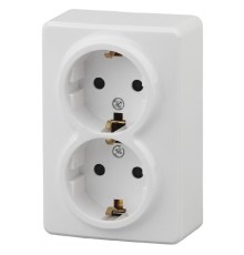 Эра Б0020694 11-2206-01 Розетка 2 х 2P+E Schuko со шторками, 16АХ-250В, ОУ, Эра Эксперт, белый