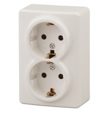 Эра Б0020695 11-2206-02 Розетка 2 х 2P+E Schuko со шторками, 16АХ-250В, ОУ, Эра Эксперт, сл.кость