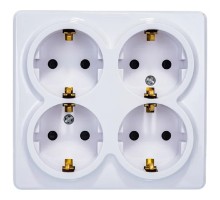 Эра Б0020709 11-2211-01 Розетка 4 х 2P+E Schuko со шторками, 16АХ-250В, ОУ, Эра Эксперт, белый