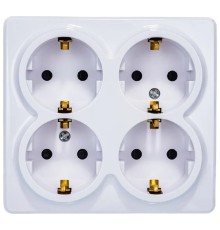 Эра Б0020709 11-2211-01 Розетка 4 х 2P+E Schuko со шторками, 16АХ-250В, ОУ, Эра Эксперт, белый
