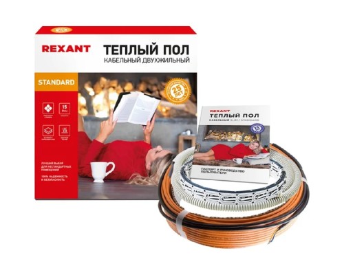 [Rexant Теплый пол и терморегуляторы] Rexant 51-0522-3 Теплый пол RND-160-2400 (2400Вт/160м/ S обогрева, м2: 15,0-20,0) (двух жильный) 