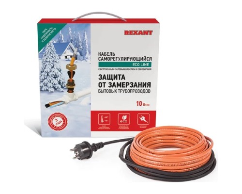 [Rexant Обогрев труб] Rexant 51-0606 Греющий саморегулирующийся кабель (комплект в трубу) 10HTM2-CT (15м/150Вт)