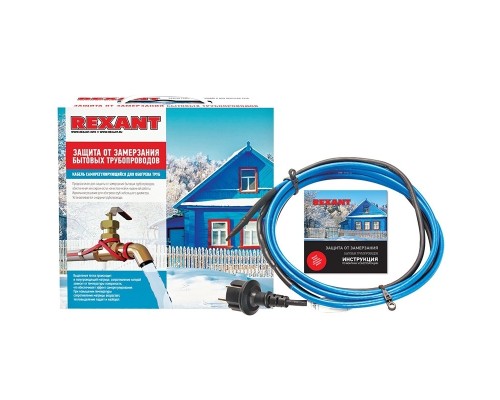[Rexant Обогрев труб] Rexant 51-0618 Греющий саморегулирующийся кабель на трубу 15MSR-PB 6M (6м/90Вт) 