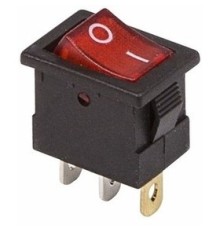 Rexant 36-2170 Выключатель клавишный 12V 15А (3с) ON-OFF красный  с подсветкой  Mini  