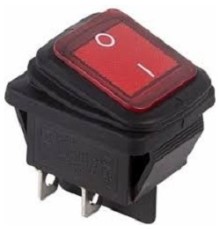 Rexant (36-2360) Выключатель клавишный 250V 15А (4с) ON-OFF красный  с подсветкой  ВЛАГОЗАЩИТА  
