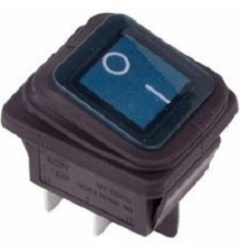 Rexant (36-2361) Выключатель клавишный 250V 15А (4с) ON-OFF синий  с подсветкой ВЛАГОЗАЩИТА  