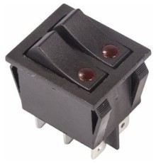 Rexant 36-2430 Выключатель клавишный 250V 15А (6с) ON-OFF черный  с подсветкой  ДВОЙНОЙ  