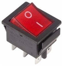 Rexant 36-2350 Выключатель клавишный 250V 15А (6с) ON-ON красный  с подсветкой  