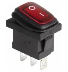 Rexant 36-2175 Выключатель клавишный 250V 6А (3с) ON-OFF красный  с подсветкой  Mini ВЛАГОЗАЩИТА 