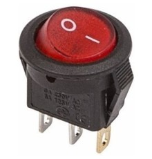 Rexant 36-2530 Выключатель клавишный круглый 250V 3А (3с) ON-OFF красный  с подсветкой  Micro  