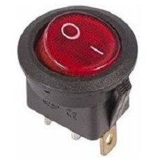 Rexant 36-2570 Выключатель клавишный круглый 250V 6А (3с) ON-OFF красный  с подсветкой  
