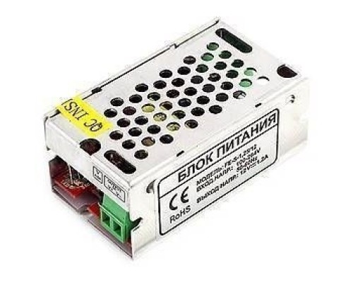 [Цифровые камеры] Falcon Eye FE-S-1,25/12 Открытый Блок питания. Входное напряжение 87-264V, Выходное 12V, Номинальный ток 1,25A, Рабочая температура -20 +60С, Габариты H=31/W=39/L=70, Вес 0,15кг.